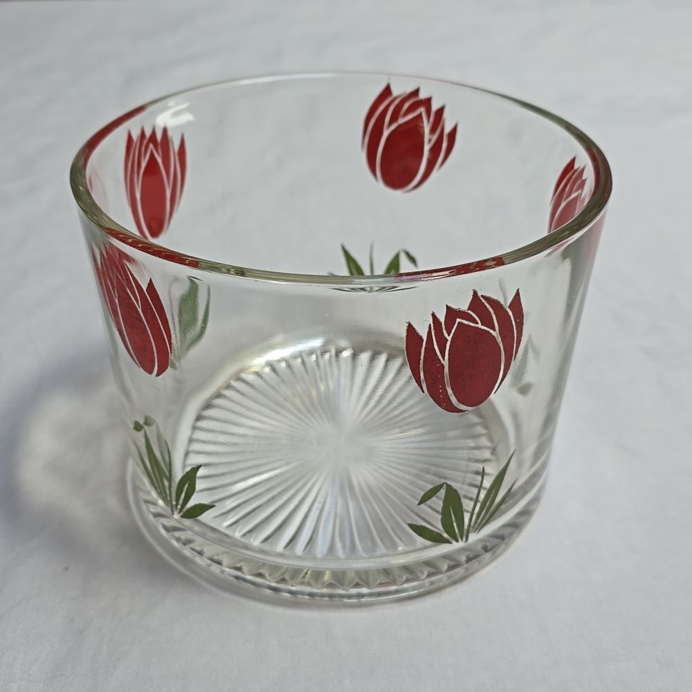 Hazel Atlas Red Tulip Swanky Swig Ice Bucket • Vintage 70s • HTF Deco